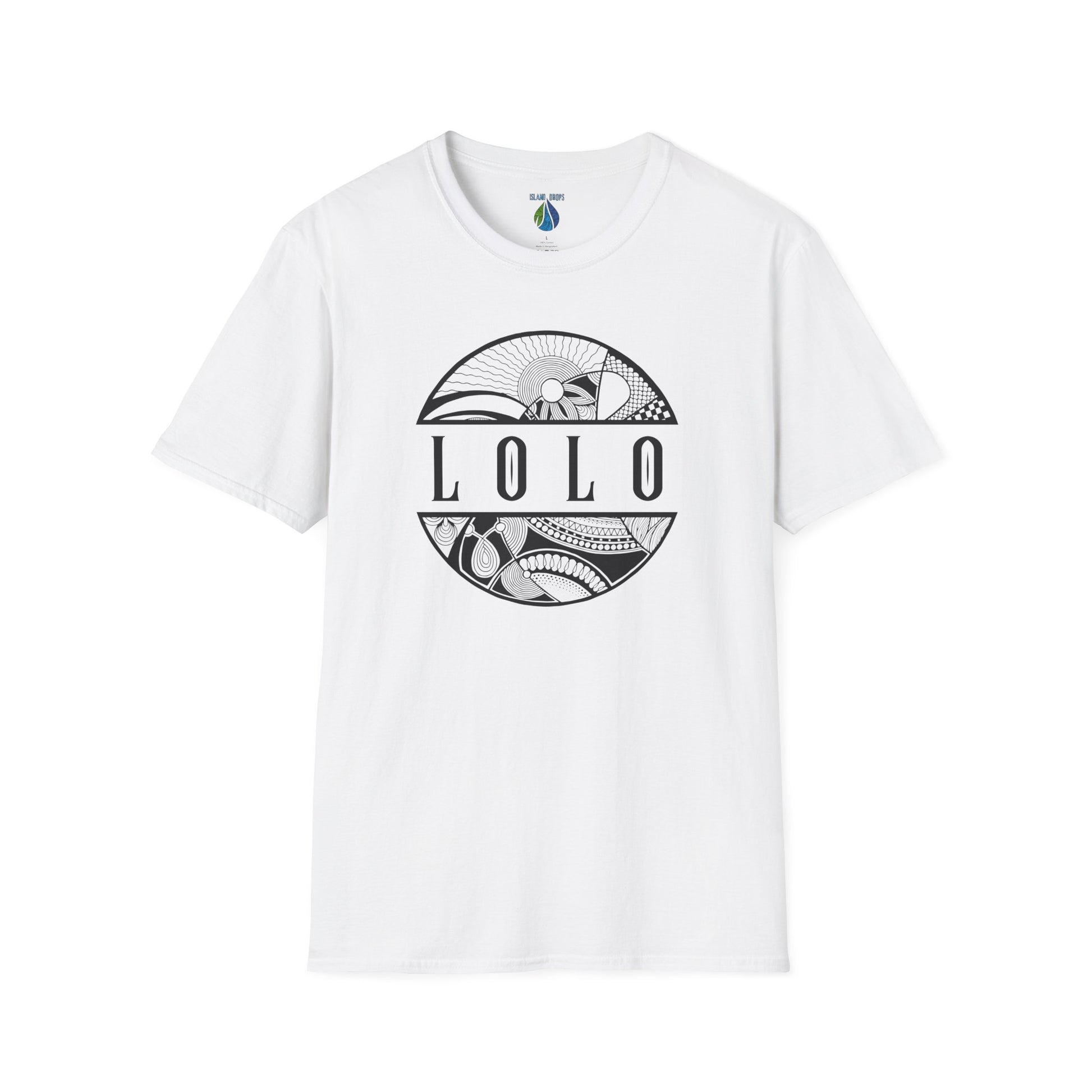 White t-shirt with 'LOLO', meaning grandpa, graphic design t-shirt  - Island Drops t-shirt collection | Unisex t-shirts