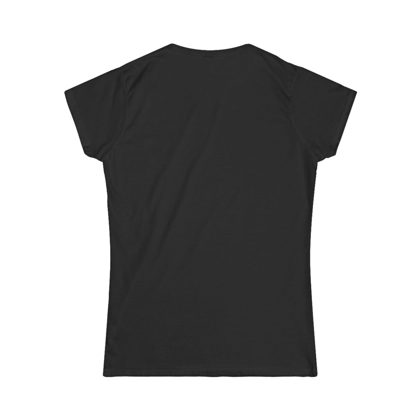 Back of women's cut t-shirt with floral beach graphic design on the front - Island Drops Women's collection | Women's cut t-shirt