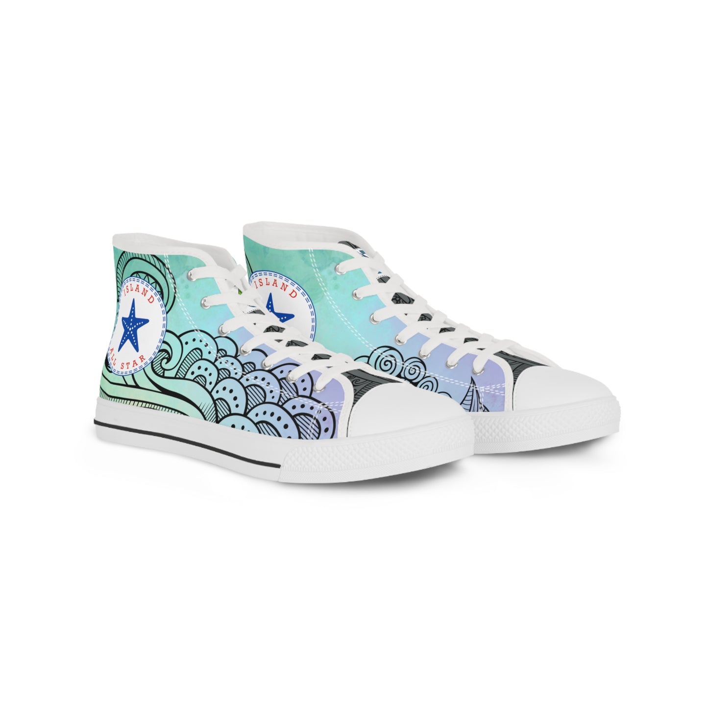 Tribal High Top Sneakers - Men's Watercolor blue/green