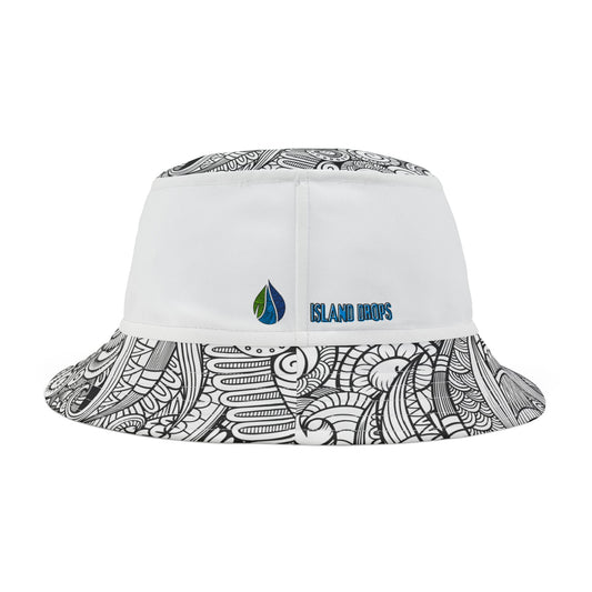 Bucket Hat - Hula vintage sunset tribal white