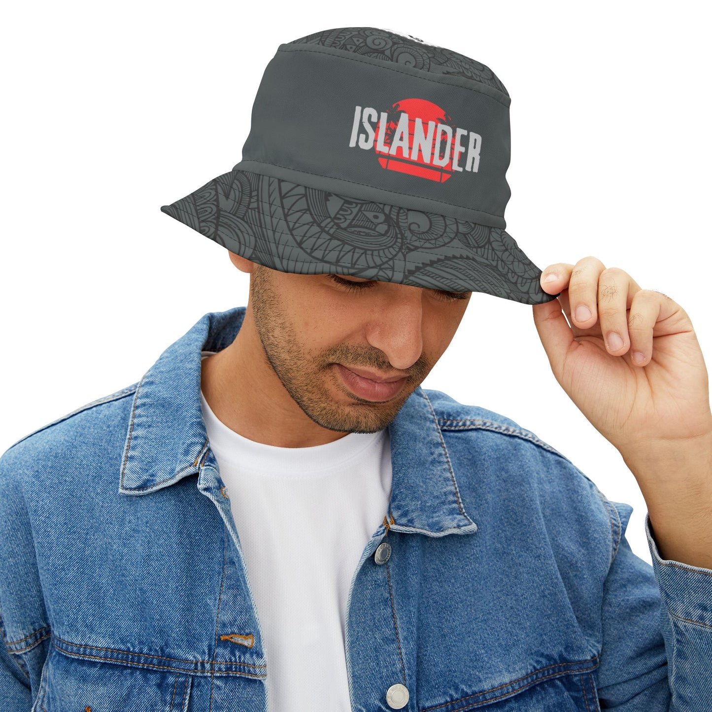 Bucket Hat - Islander sunset tribal gray
