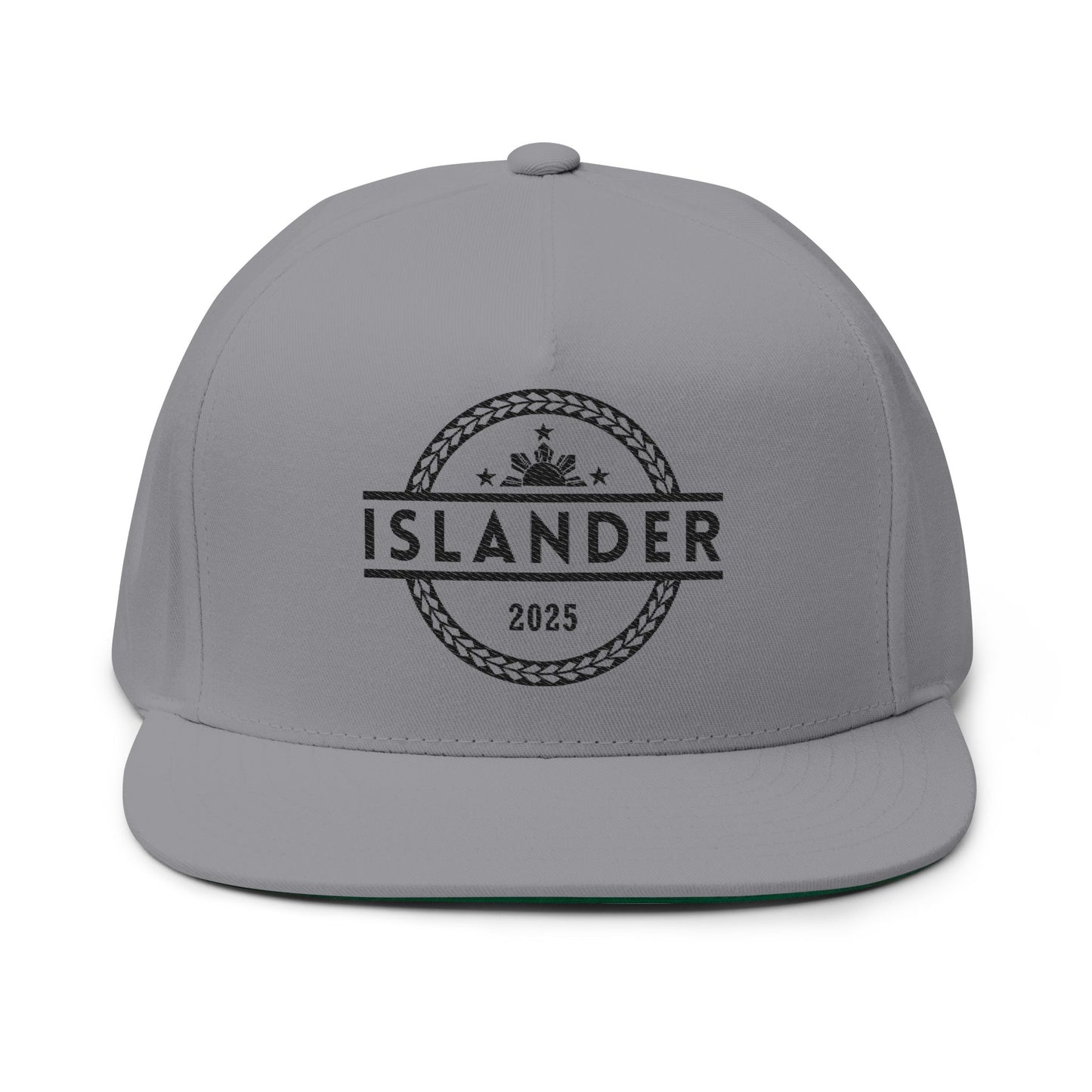 Gray cap with 'ISLANDER' text and filipino flag graphic design - Island Drops hat collection | Unisex snapback caps