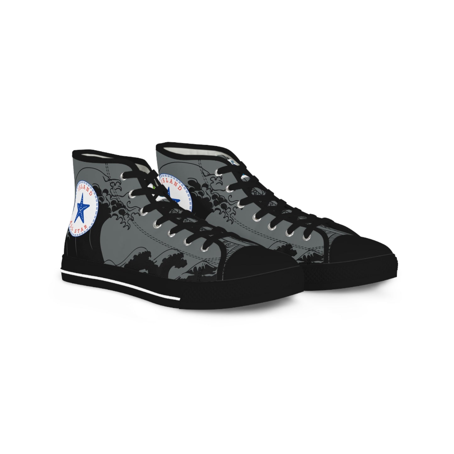 Wave Tattoo High Top Sneakers - Gray Men's