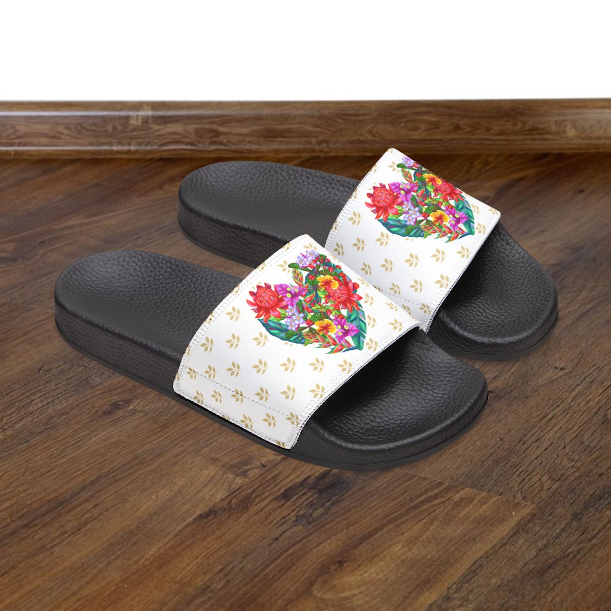 Floral Heart Slide Sandals for Women