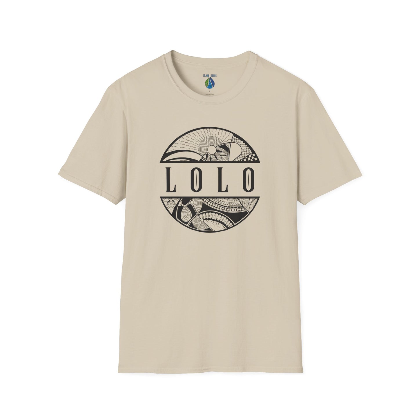 Beige t-shirt with 'LOLO', meaning grandpa, graphic design t-shirt  - Island Drops t-shirt collection | Unisex t-shirts