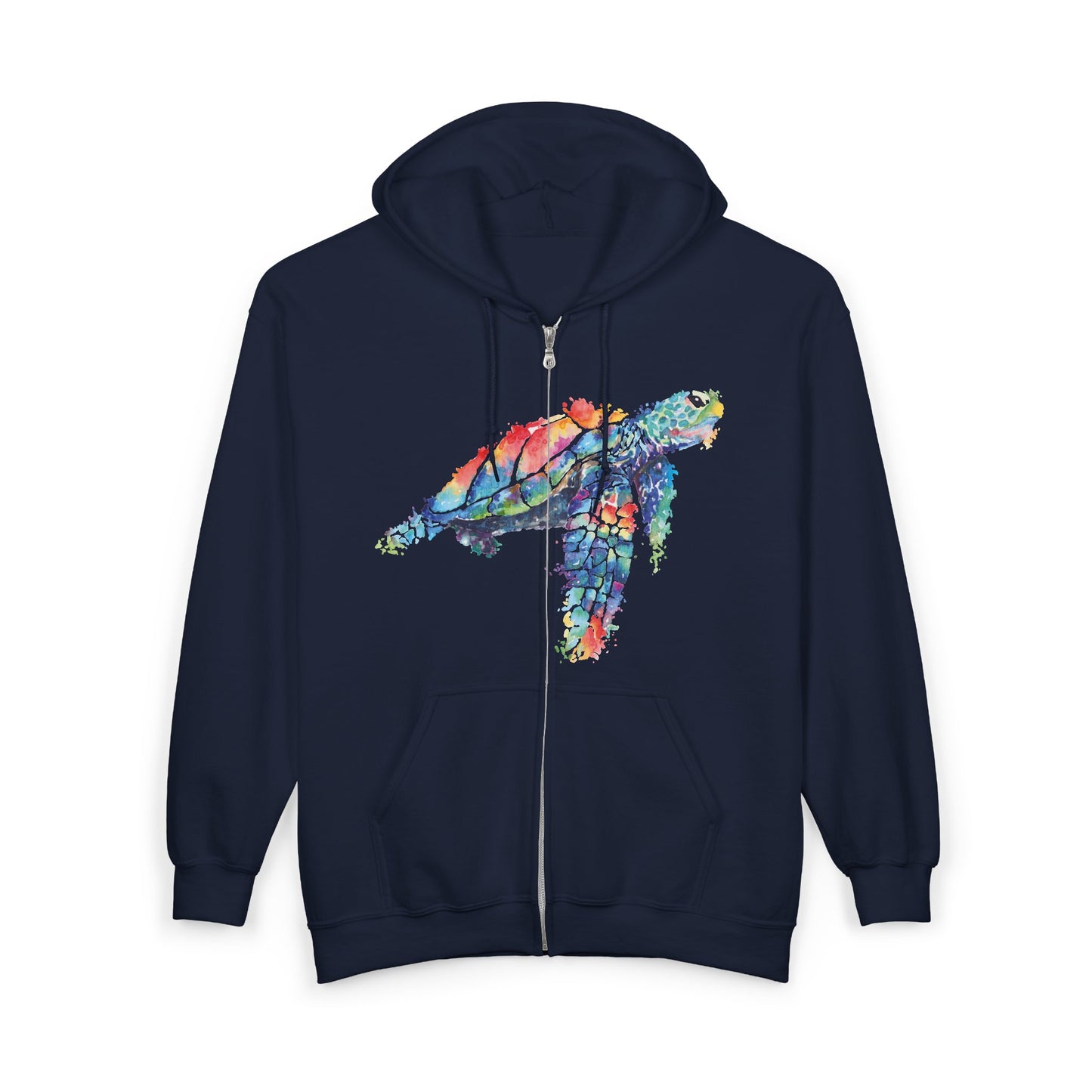 Turtle Watercolor Full Zip Hoodie