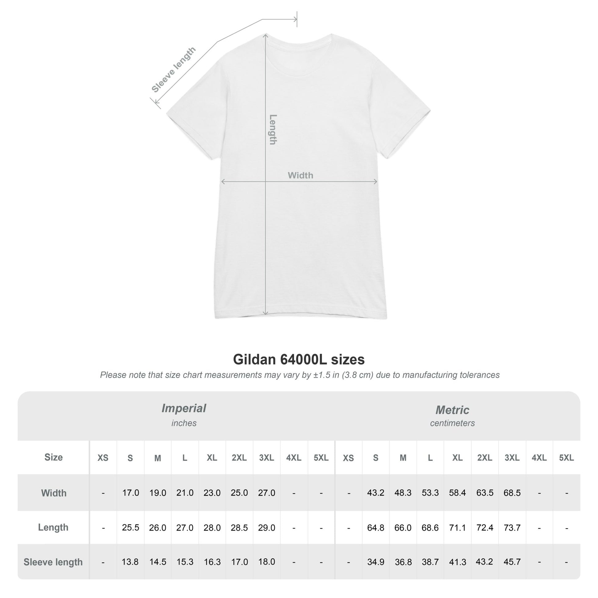 White t-shirt with measurement chart - Island Drops Women's collection | Women's cut t-shirt