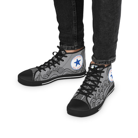 High-top sneakers with tribal tattoo graphic design - Island Drops shoes collection | Unisex High top shoes