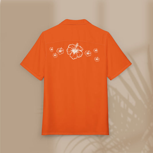 Hibiscus Orange Button-Down Shirt