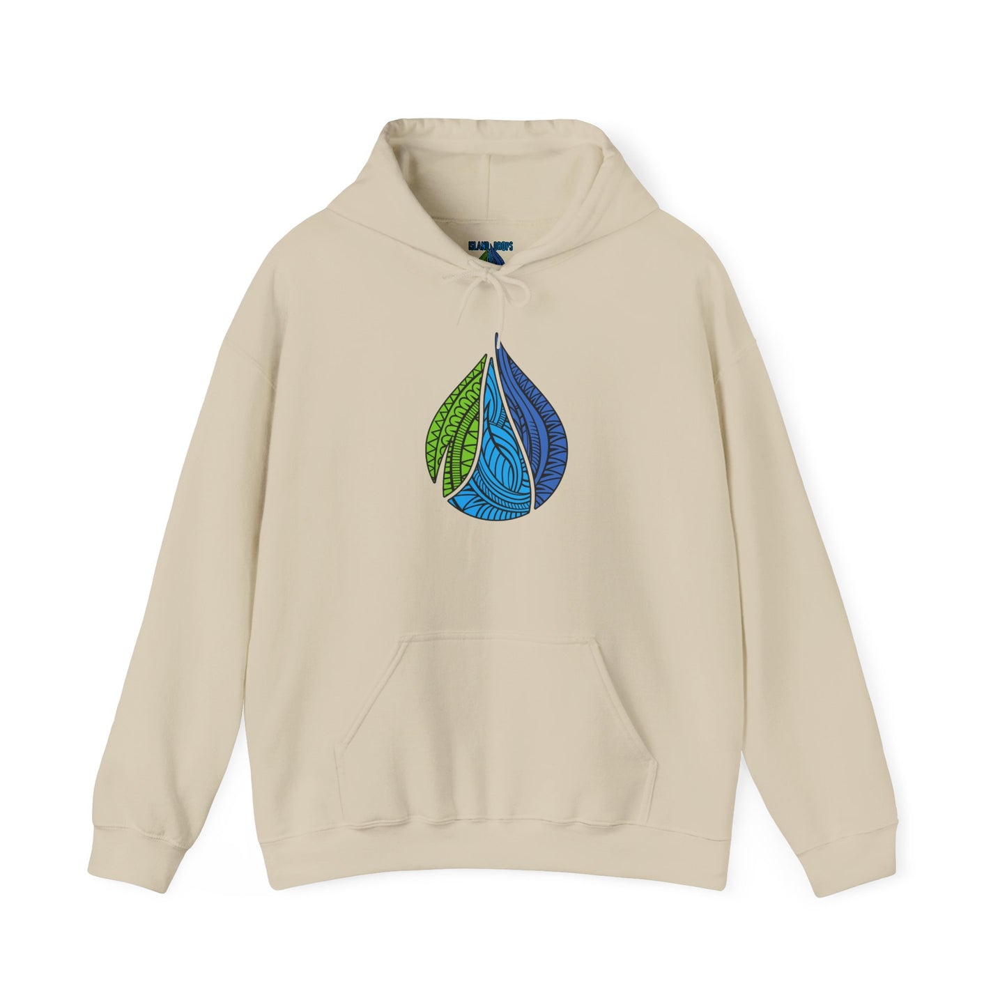 Beige hoodie with 'Island Drops' logo  - Island Drops hoodie collection | Unisex pullover