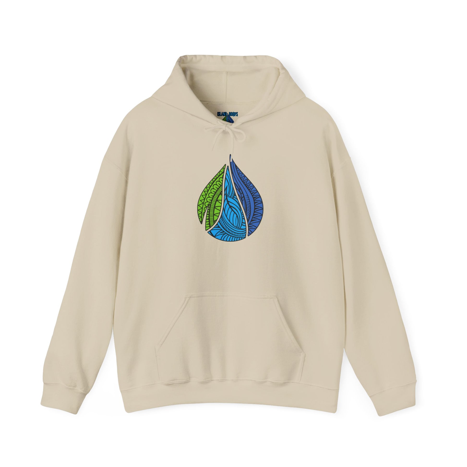 Beige hoodie with 'Island Drops' logo  - Island Drops hoodie collection | Unisex pullover