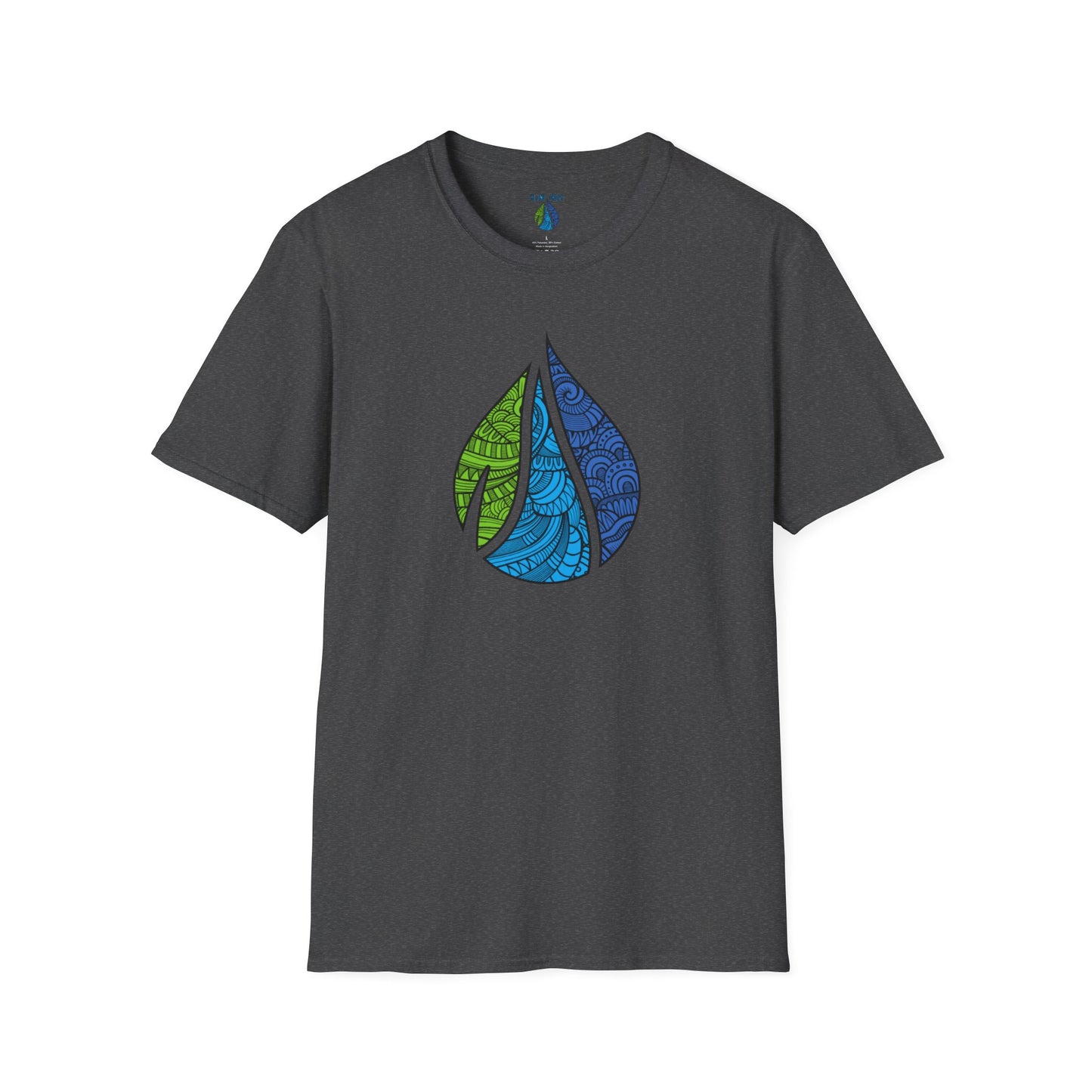 Gray t-shirt with Island Drops logo graphic design - Island Drops t-shirt collection | Unisex t-shirts