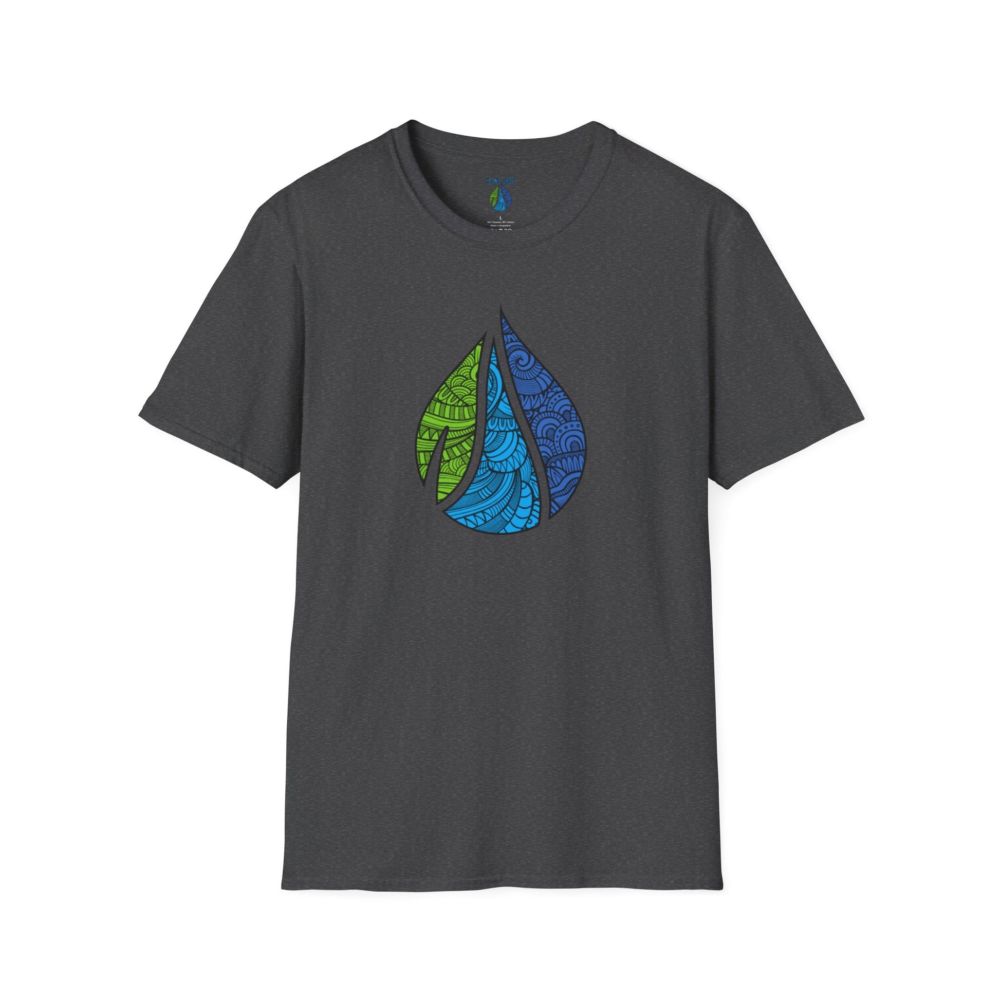 Gray t-shirt with Island Drops logo graphic design - Island Drops t-shirt collection | Unisex t-shirts