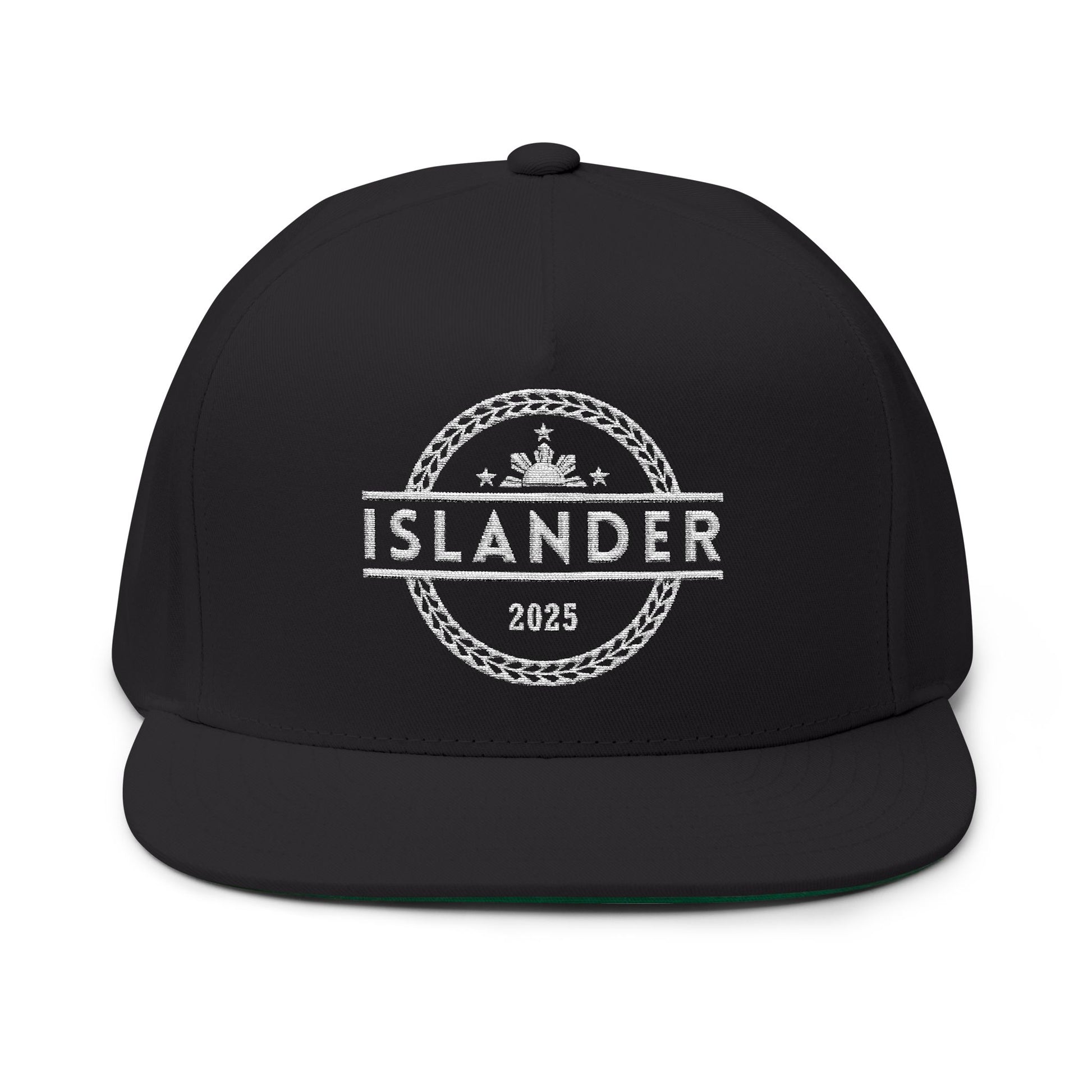 Black cap with 'ISLANDER' text and filipino flag graphic design - Island Drops hat collection | Unisex snapback caps