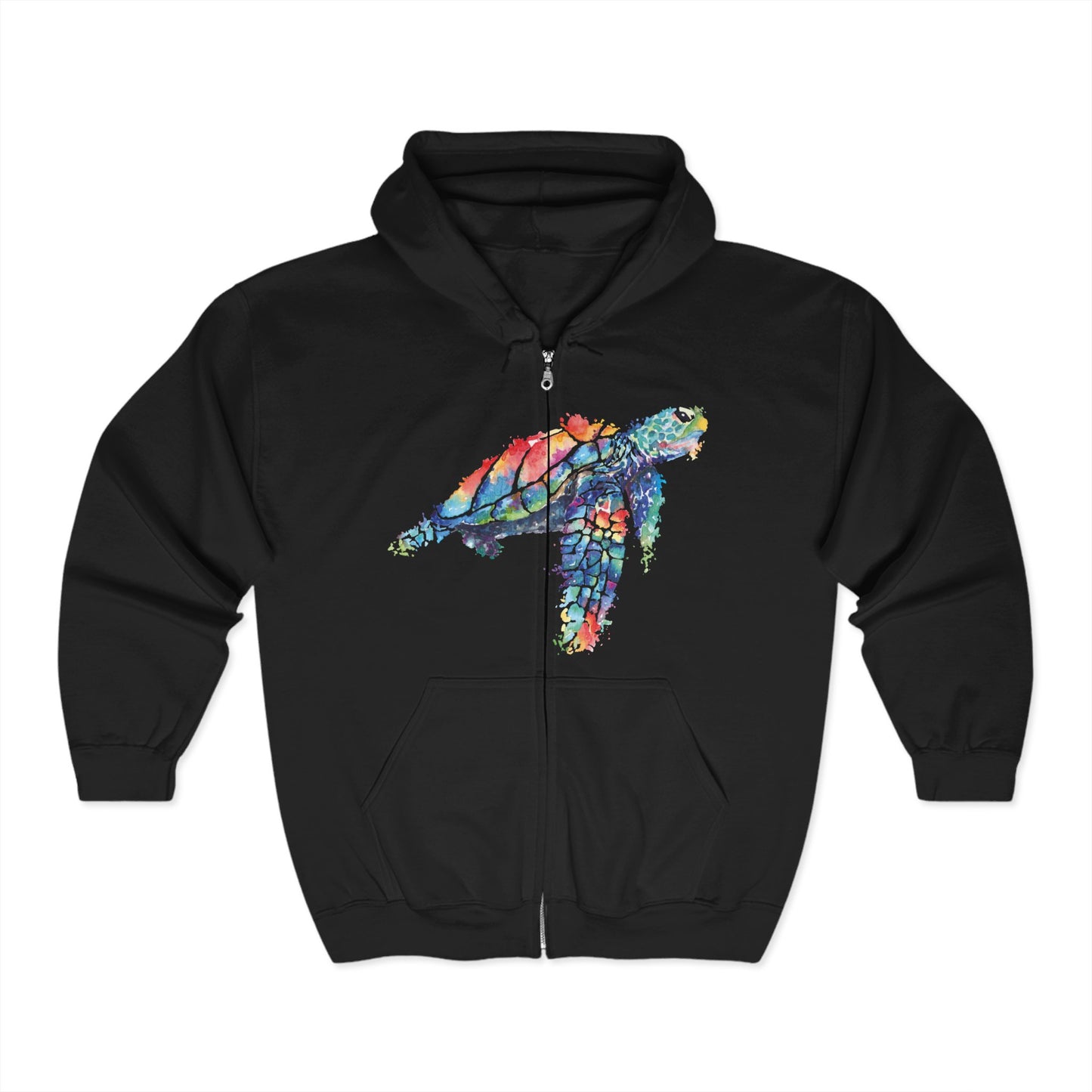 Turtle Watercolor Full Zip Hoodie