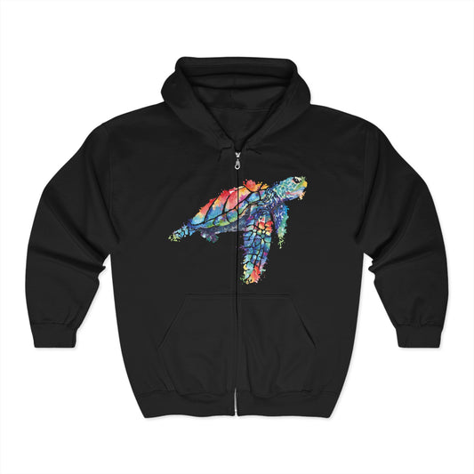 Turtle Watercolor Full Zip Hoodie