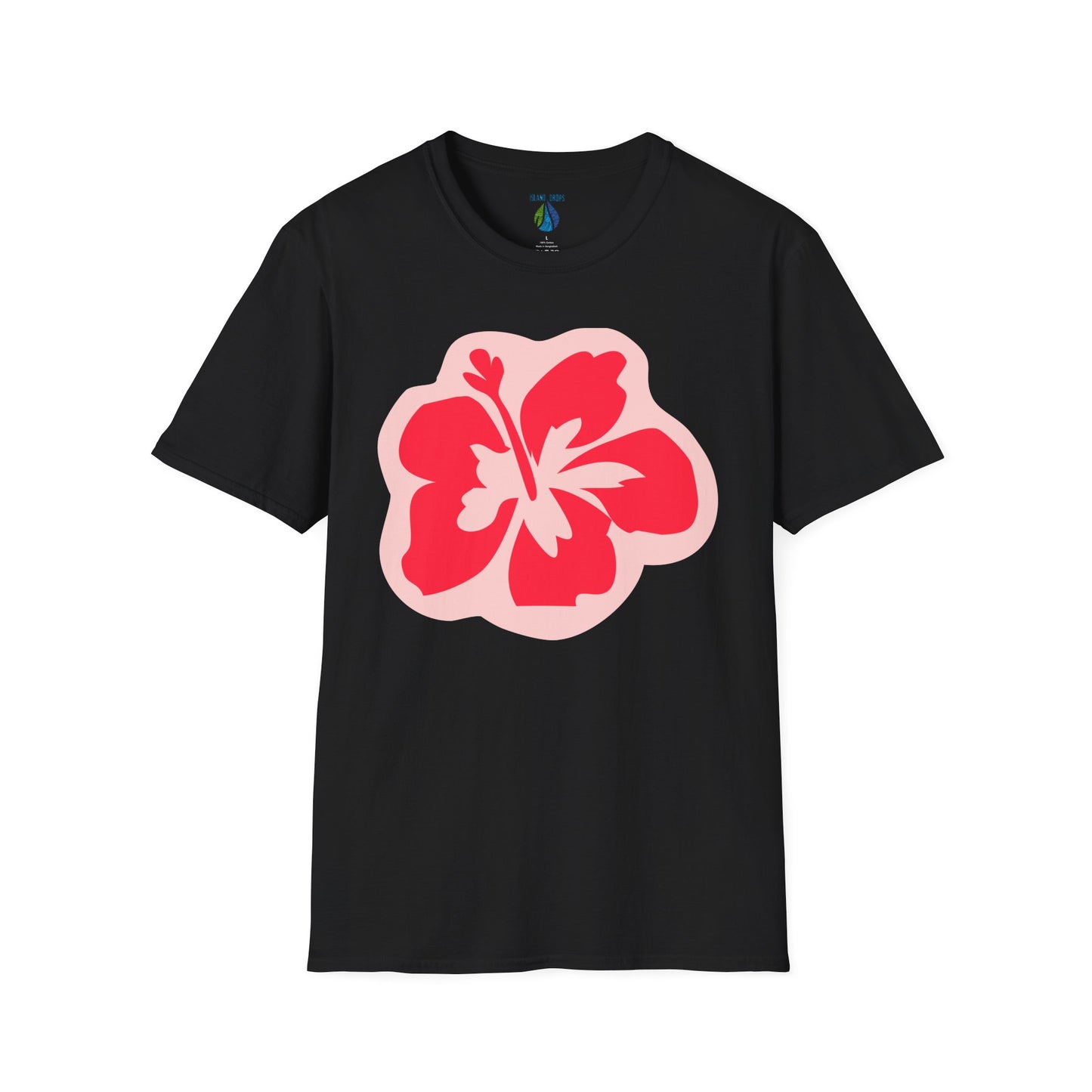 Black t-shirt with a hibiscus graphic design  - Island Drops t-shirt collection | Unisex t-shirts