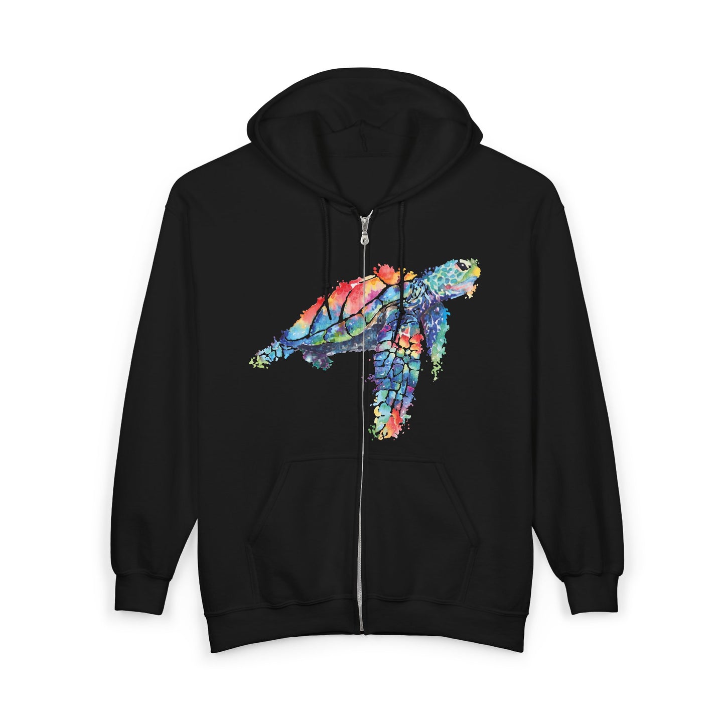 Turtle Watercolor Full Zip Hoodie