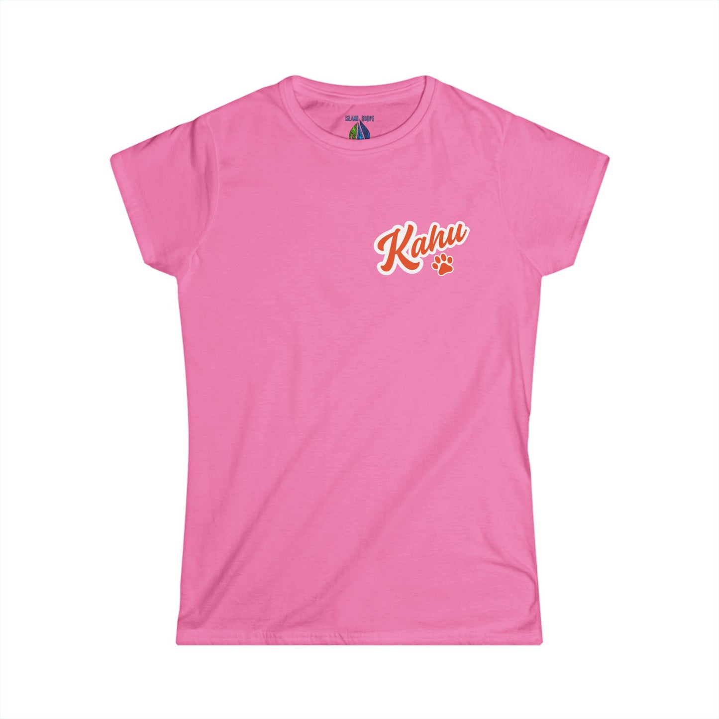 Pink women's cut t-shirt with  'Kahu' graphic design - Island Drops Women's collection | Women's cut t-shirt