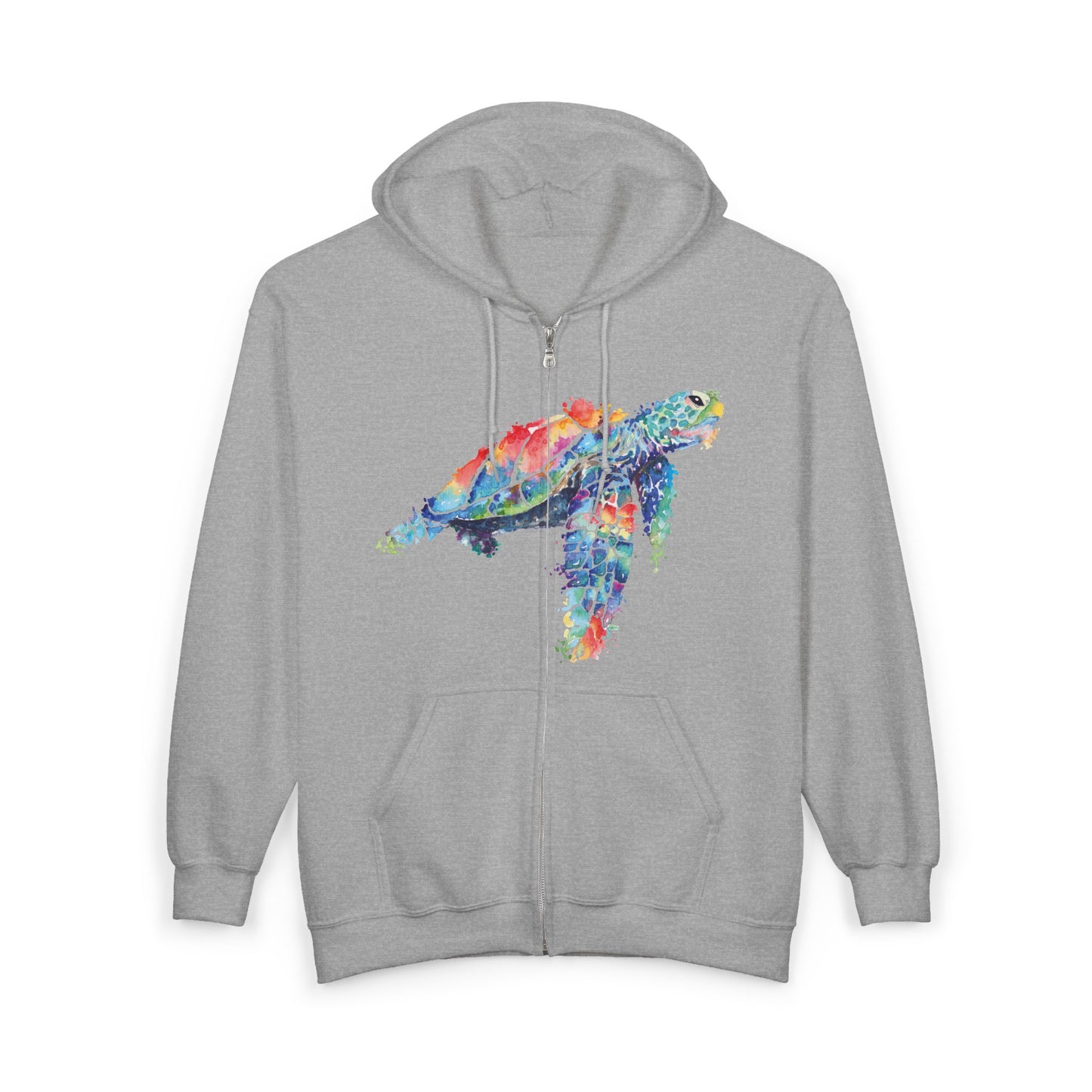 Turtle Watercolor Full Zip Hoodie