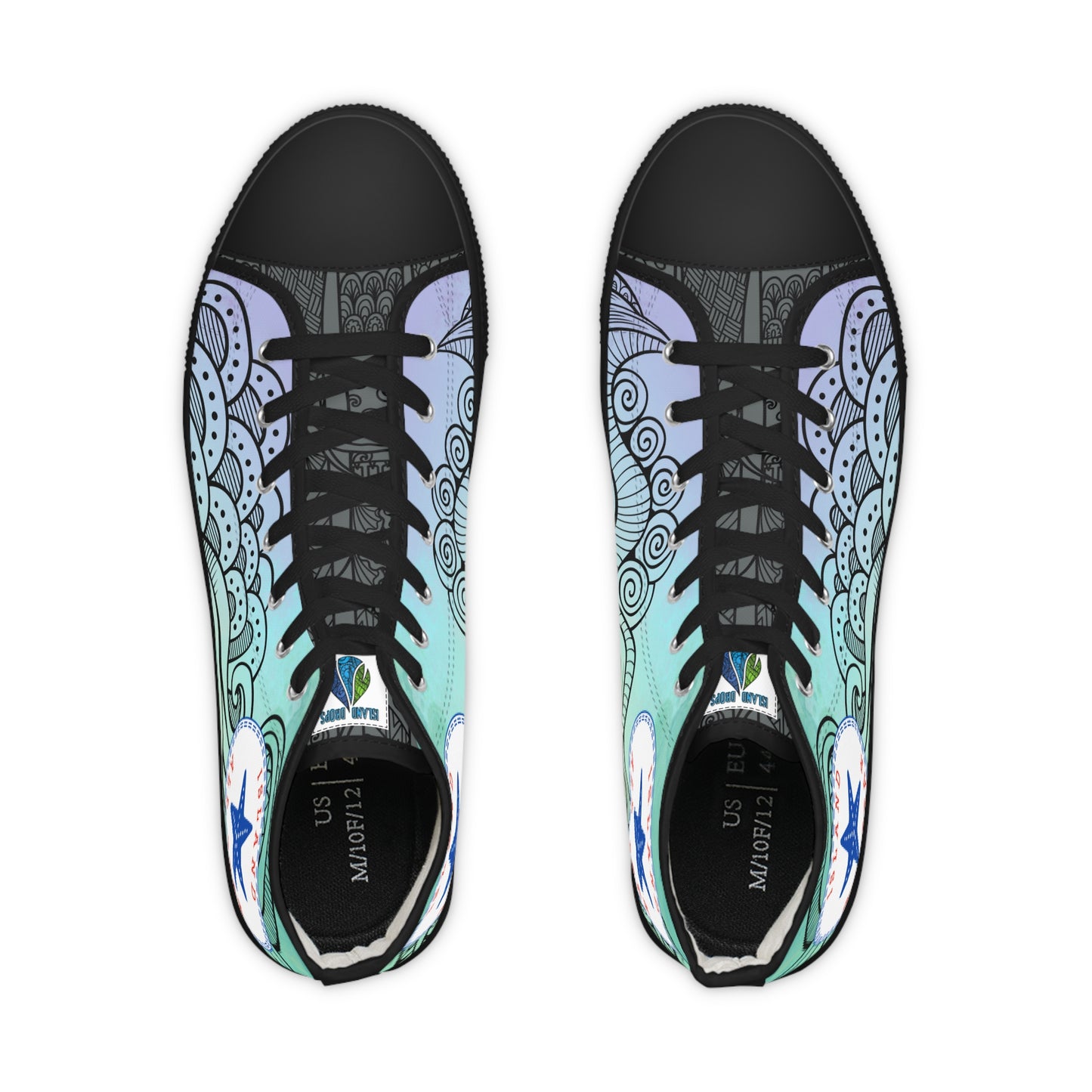 Tribal High Top Sneakers - Men's Watercolor blue/green