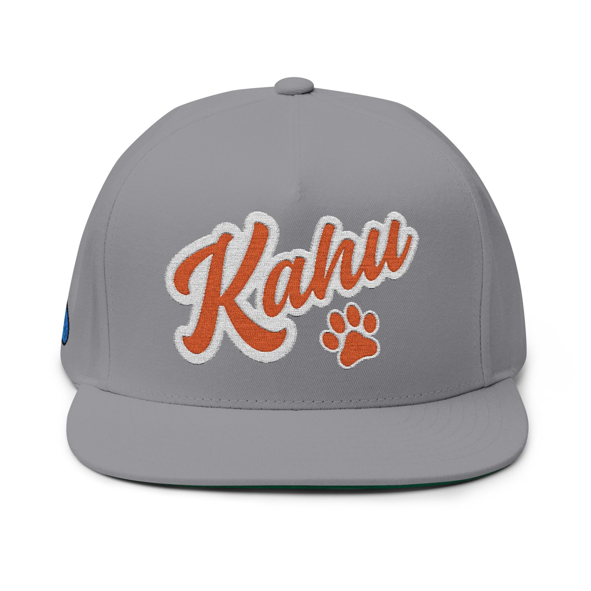 Gray cap with 'Kahu' and paw print graphic design - Island Drops hat collection | Unisex snapback hat