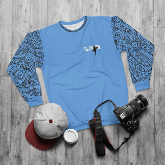 Island Girl text tribal sleeve Unisex Sweatshirt blue