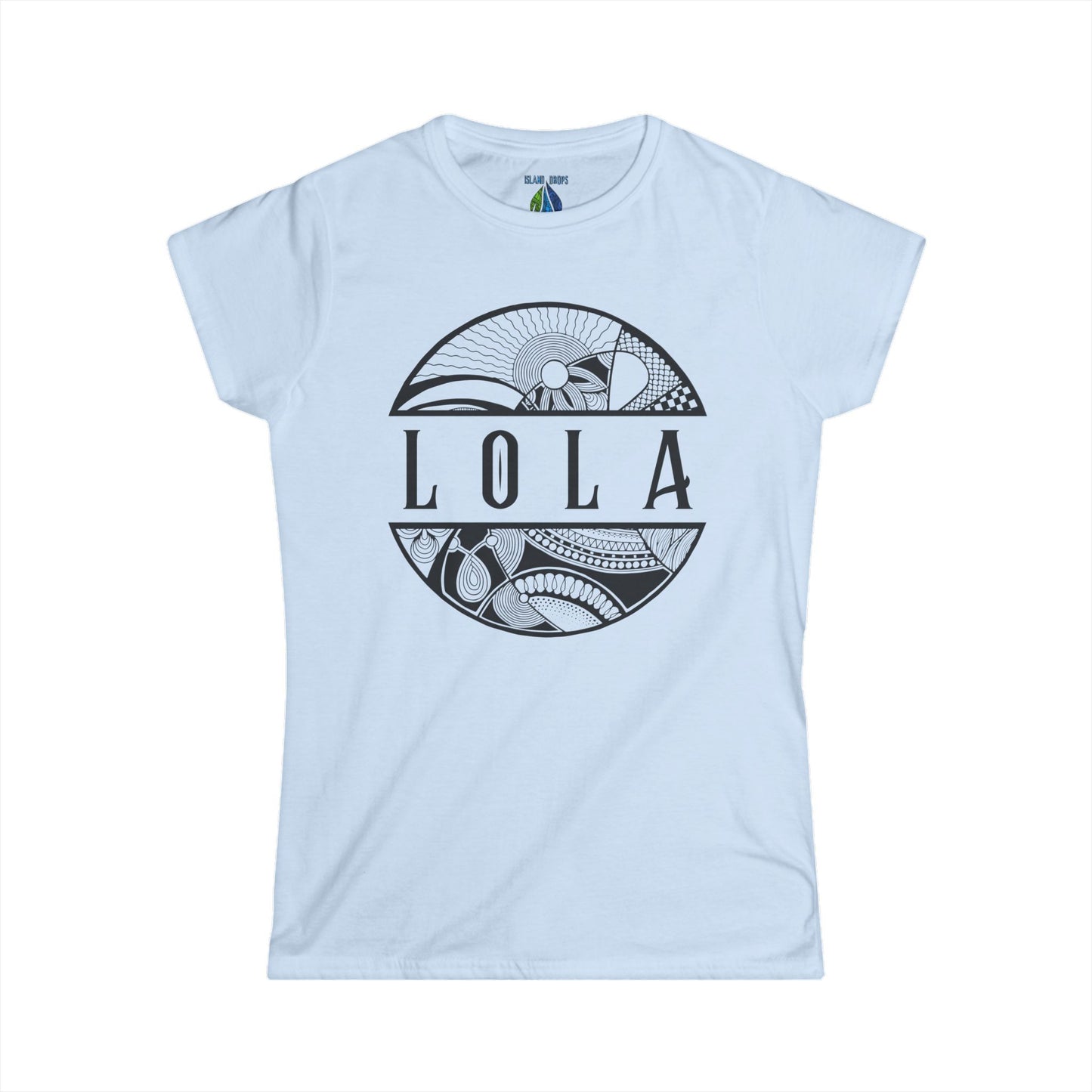 Light blue women's cut t-shirt with  'Lola', meaning grandma in filipino, graphic design - Island Drops Women's collection | Women's cut t-shirt