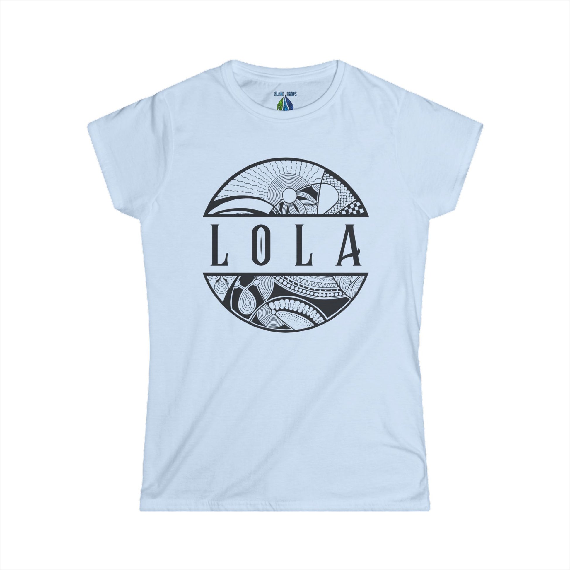 Light blue women's cut t-shirt with  'Lola', meaning grandma in filipino, graphic design - Island Drops Women's collection | Women's cut t-shirt