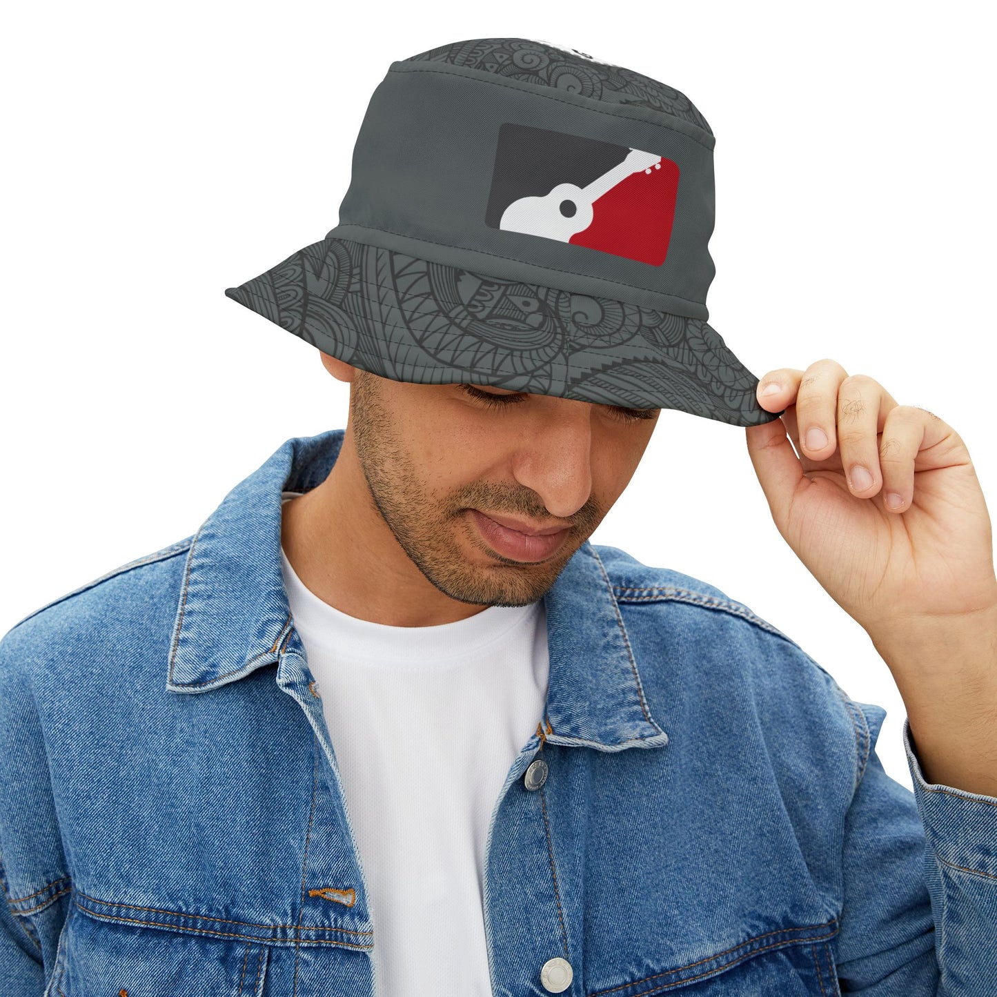 Ukulele tribal gray Bucket Hat