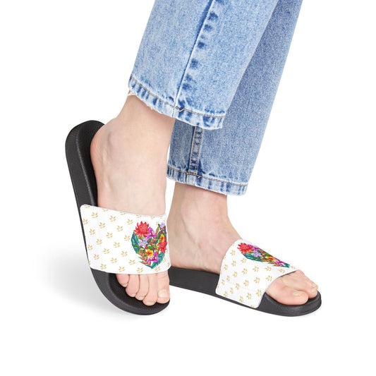 Floral Heart Slide Sandals for Women