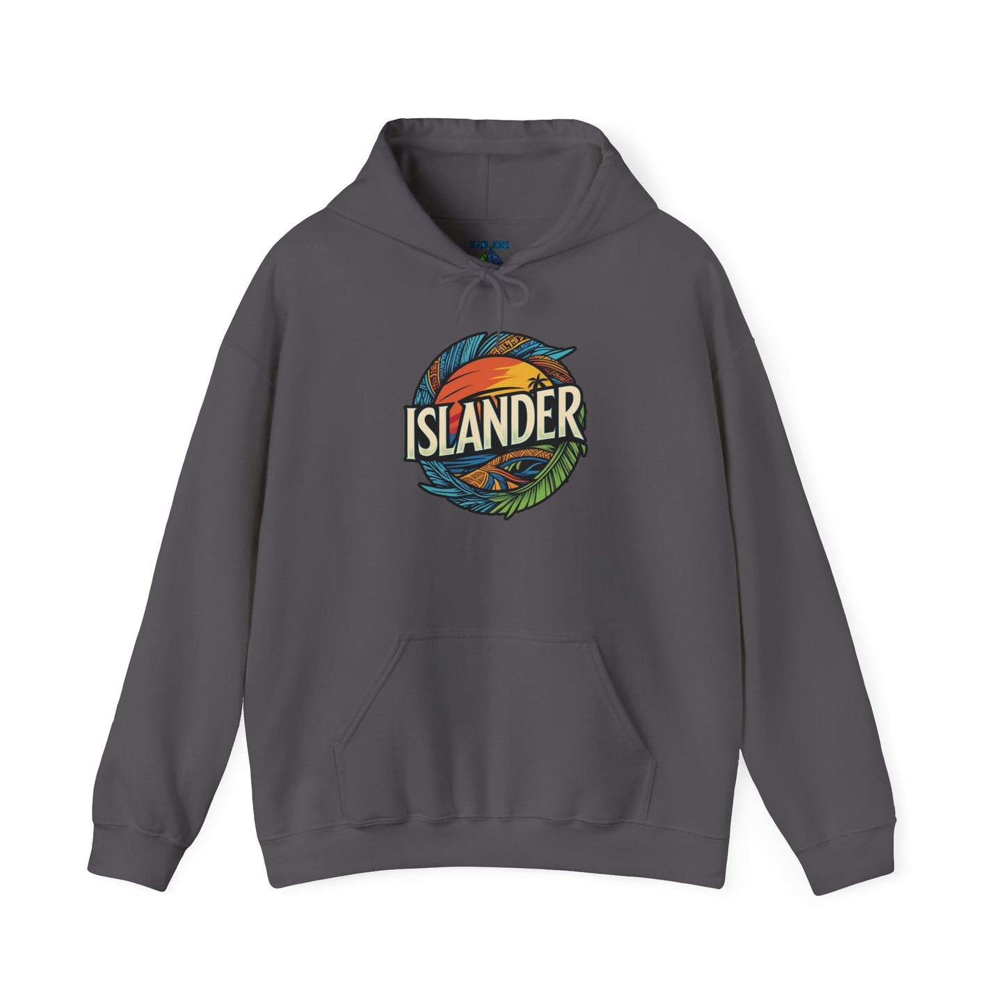 Gray hoodie with 'ISLANDER' logo - Island Drops hoodie collection | Unisex pullover