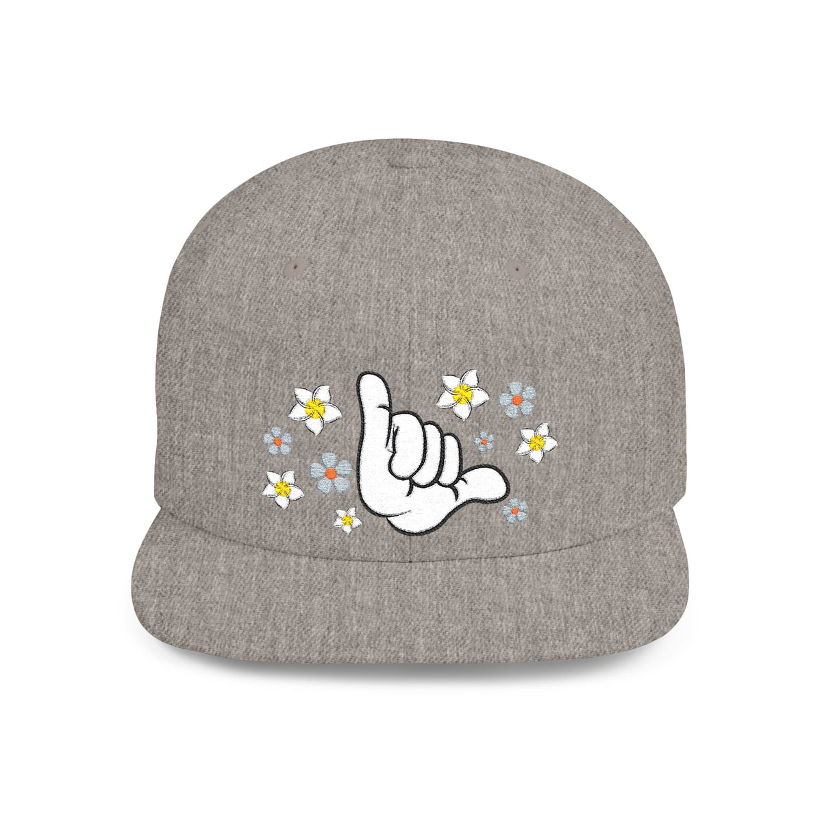 Heather gray Hang Loose floral snapback front view