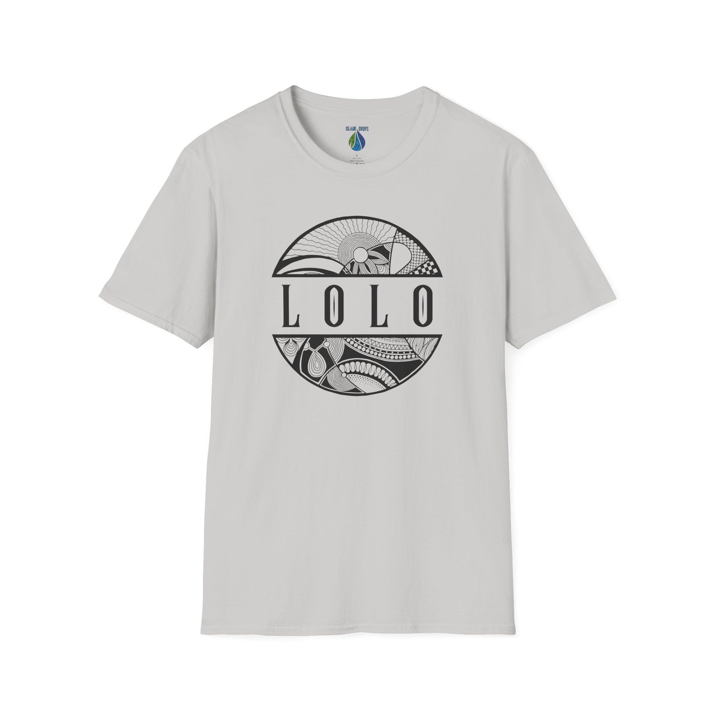 Gray t-shirt with 'LOLO', meaning grandpa, graphic design t-shirt  - Island Drops t-shirt collection | Unisex t-shirts