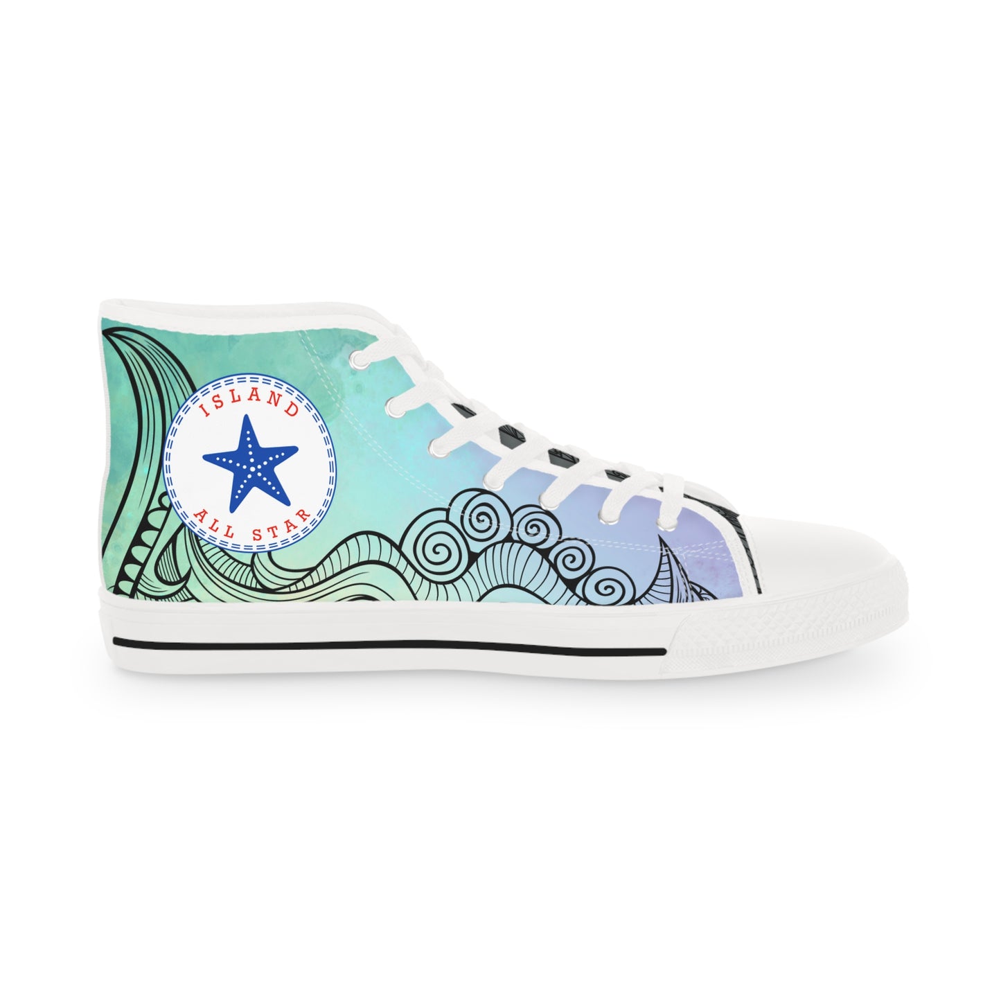 Tribal High Top Sneakers - Men's Watercolor blue/green