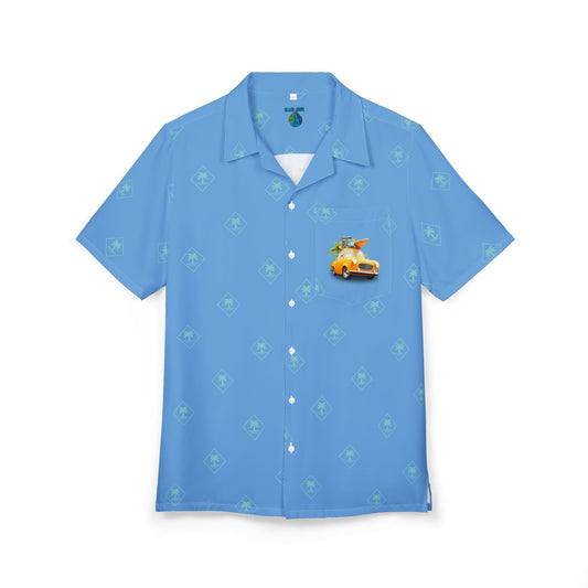Beach Car Blue Button-Down Shirt