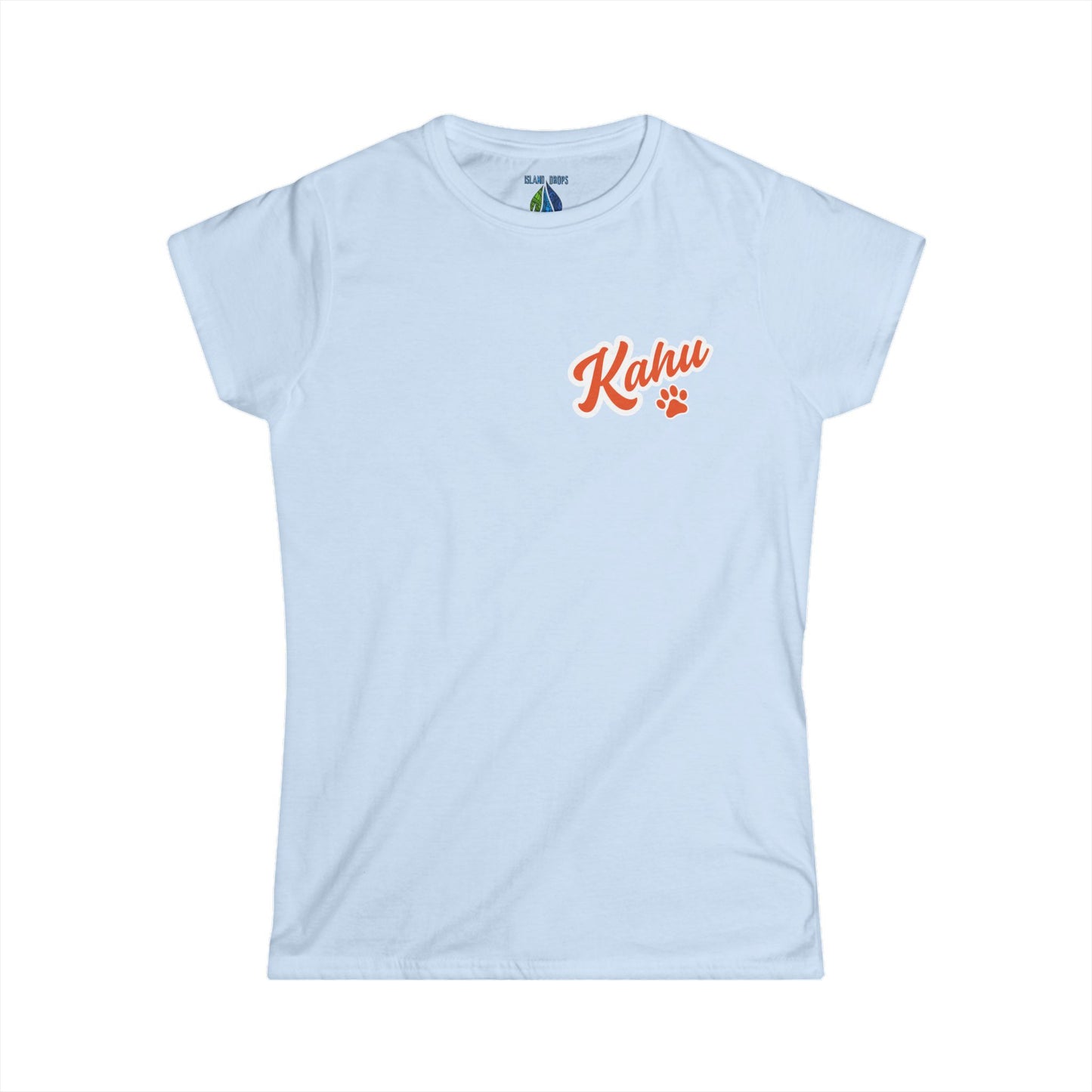 Light blue women's cut t-shirt with  'Kahu' graphic design - Island Drops Women's collection | Women's cut t-shirt