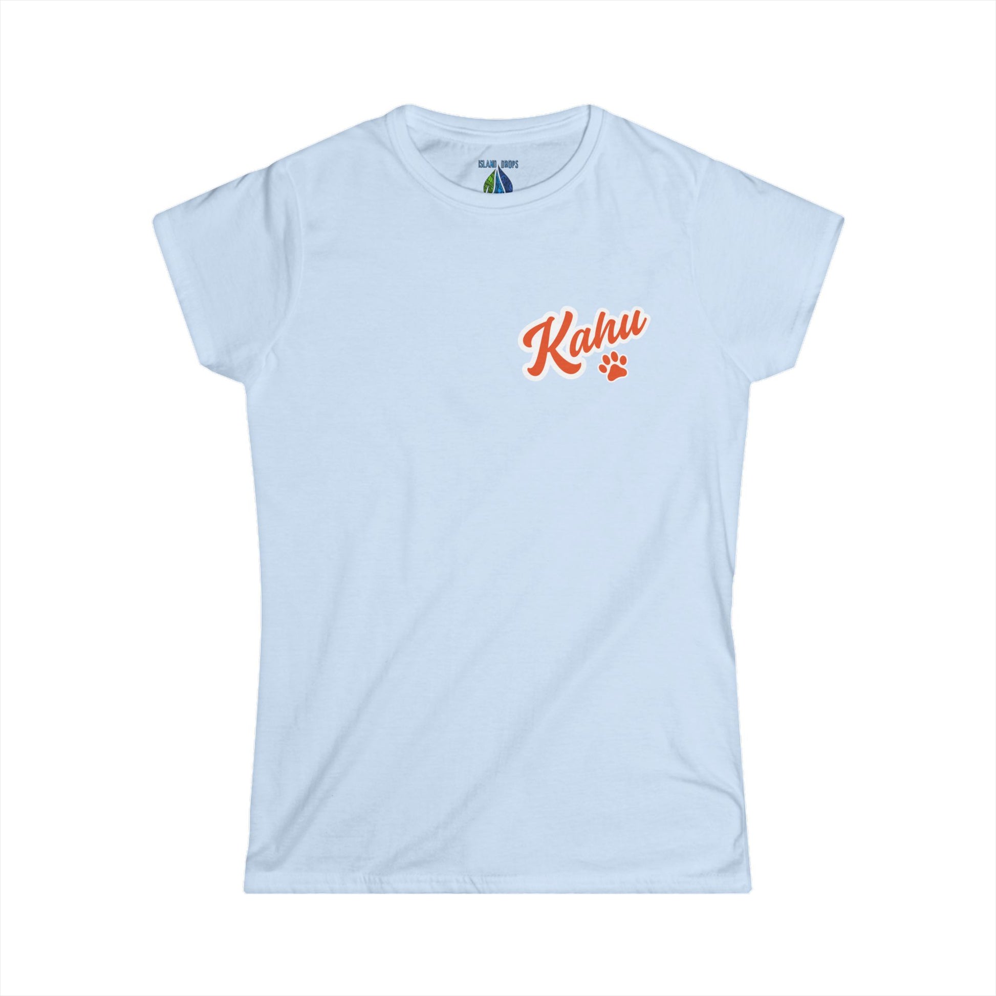 Light blue women's cut t-shirt with  'Kahu' graphic design - Island Drops Women's collection | Women's cut t-shirt