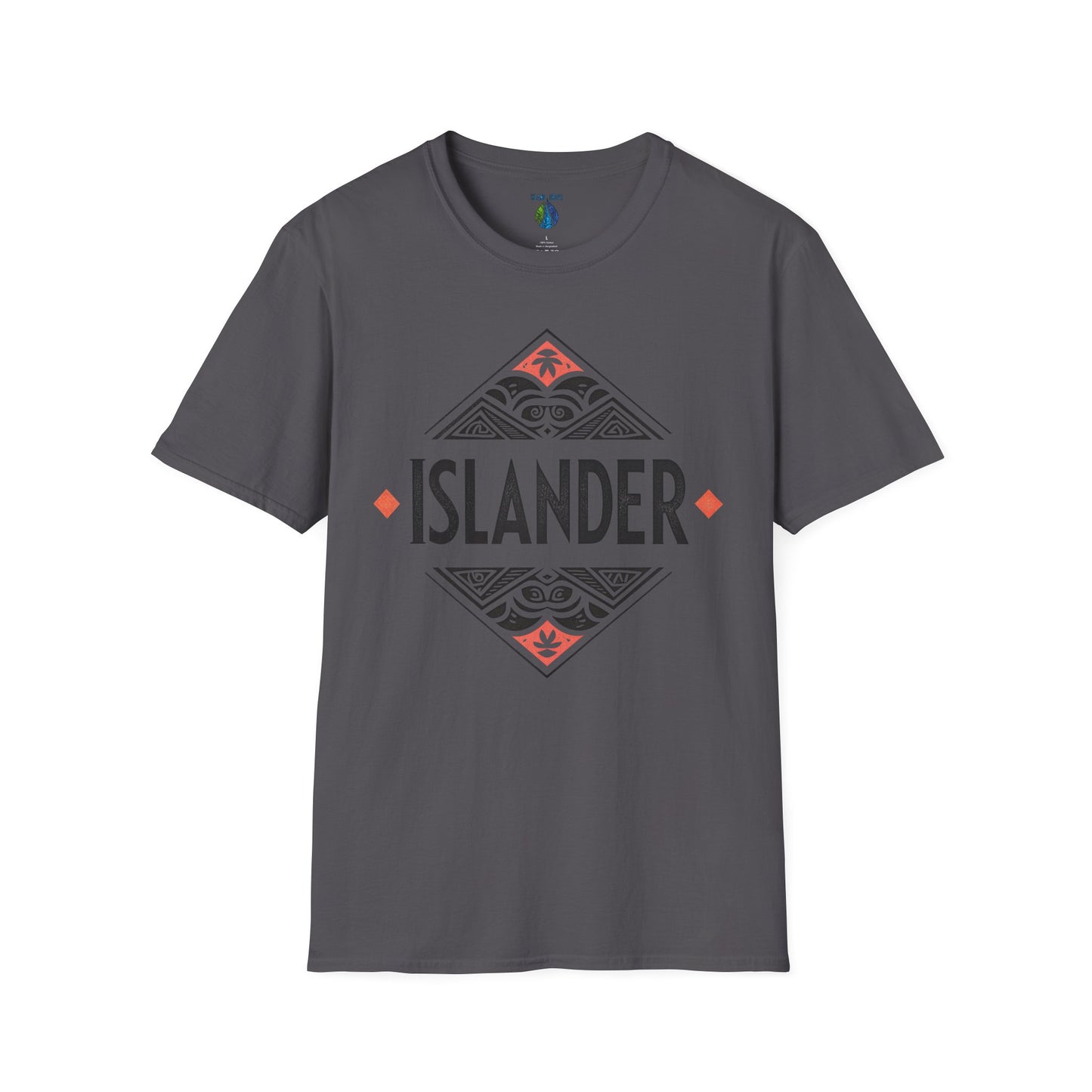 Dark gray  t-shirt with 'ISLANDER' tribal graphic design - Island Drops T-shirt collection | Unisex t-shirt
